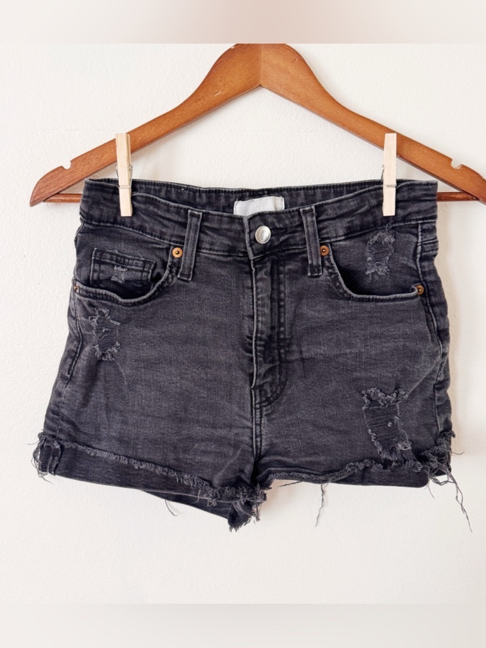 H&M Black Distressed Denim Jean Shorts size 6